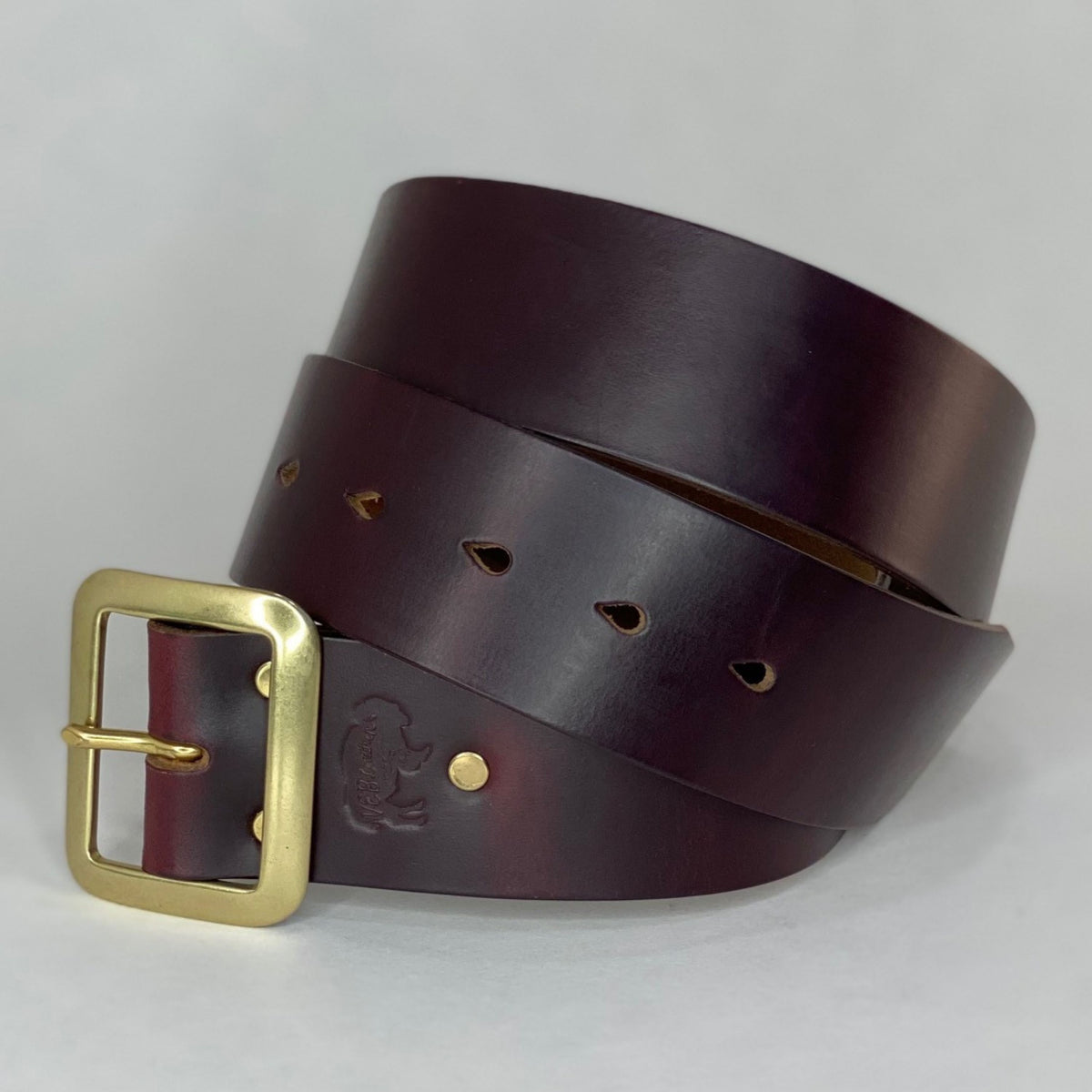 Non Signe Indian Grape Leather and Brass Medallion Belt Size Medium Leather Belt Ata Solid Brass 26 main image 2